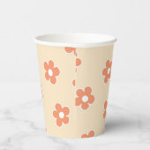 Preppy Peach White Hippie Flower Pattern Papieren Bekers (Rechts)