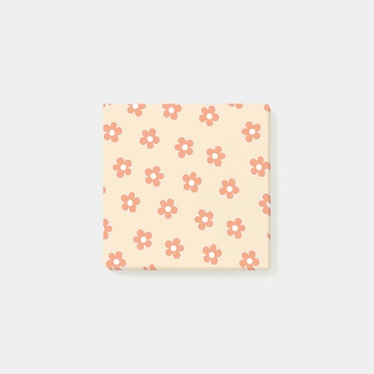 Preppy Peach White Hippie Flower Pattern Post-it® Notes (Voorkant)