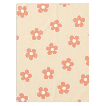 Preppy Peach White Hippie Flower Pattern