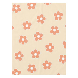 Preppy Peach White Hippie Flower Pattern Tafelkleed