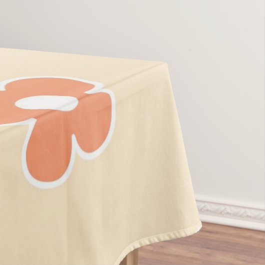 Preppy Peach White Hippie Flower Pattern Tafelkleed (Voorbeeld)
