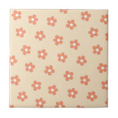 Preppy Peach White Hippie Flower Pattern Tegeltje (Voorkant)