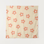 Preppy Peach White Hippie Flower Pattern Wandkleed (Voorkant (horizontaal))