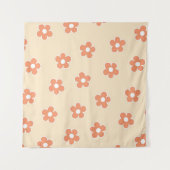 Preppy Peach White Hippie Flower Pattern Wandkleed (Voorkant)