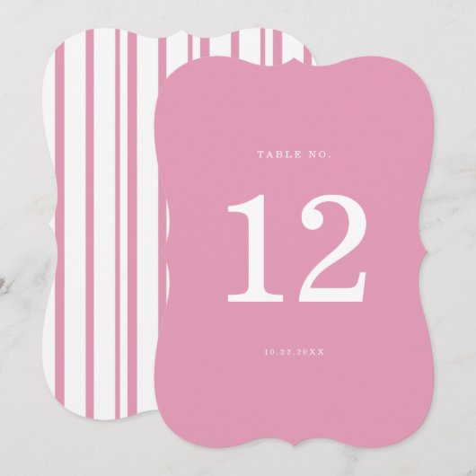 Preppy Peony Pink Chic Die Cut Wedding Table Numbe Kaart (Voorkant / Achterkant)
