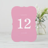 Preppy Peony Pink Chic Die Cut Wedding Table Numbe Kaart (Staand voorkant)