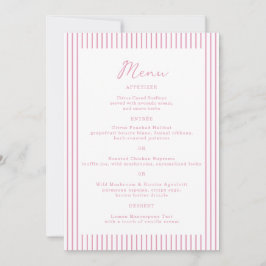 Preppy Peony Pink Chic Monogram Wedding Menu Card Kaart