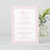 Preppy Peony Pink Chic Monogram Wedding Menu Card Kaart (Staand voorkant)