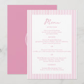 Preppy Peony Pink Chic Monogram Wedding Menu Card Kaart (Voorkant / Achterkant)