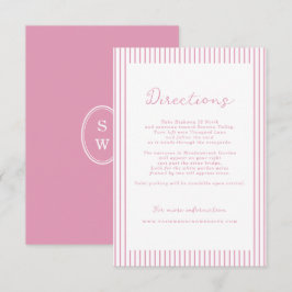 Preppy Peony Pink Chic Wedding Directions Card Informatiekaartje