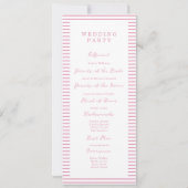 Preppy Peony Pink Chic Wedding Program Card Kaart (Achterkant)