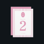 Preppy Peony Pink Chic Wedding Table Number Card Kaart<br><div class="desc">Preppy Peony Pink Wedding Table Number Card — a chic, elegant reception detail for a stylish modern wedding. Inspired by the preppy romance aesthetic and barbiecore pink trend, this refined table number card is perfect for the classic country club bride who loves polished feminine décor. Style it with gold table...</div>