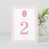 Preppy Peony Pink Chic Wedding Table Number Card Kaart (Staand voorkant)
