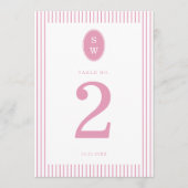Preppy Peony Pink Chic Wedding Table Number Card Kaart (Voorkant)