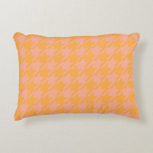 Preppy Pepita Houndstooth Pastel Pink Peach Accent Kussen