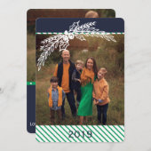 Preppy persoonlijke Dot Stripe Holly 2-fotokaart Feestdagenkaart (Voorkant / Achterkant)