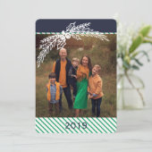 Preppy persoonlijke Dot Stripe Holly 2-fotokaart Feestdagenkaart (Staand voorkant)