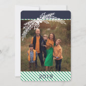 Preppy persoonlijke Dot Stripe Holly 2-fotokaart Feestdagenkaart (Voorkant)