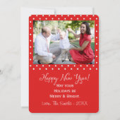 Preppy persoonlijke Polka Dot Stripe-fotokaart Feestdagenkaart (Achterkant)