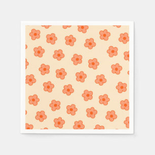 Preppy Perzik Oranje Hippie Bloem Servet