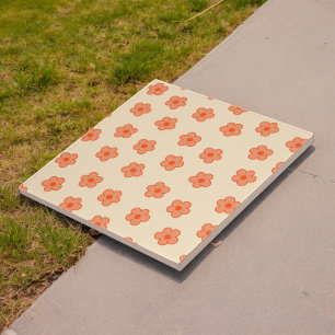 Preppy Perzik Oranje Hippie Bloem Tegeltje