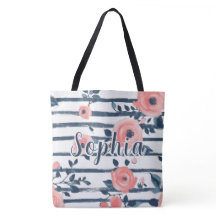 Preppy Perzik Roze Bloem Motief Marine Streep Pers