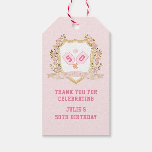 Preppy Pickle Ball | Aangepast verjaardagsjaar Cadeaulabel (Voorkant)