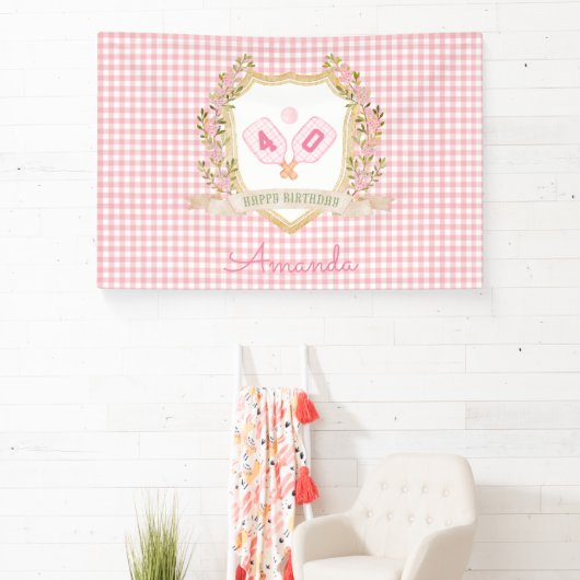 Preppy Pickle Ball | Aangepast verjaardagsjaar Spandoek (Insitu)