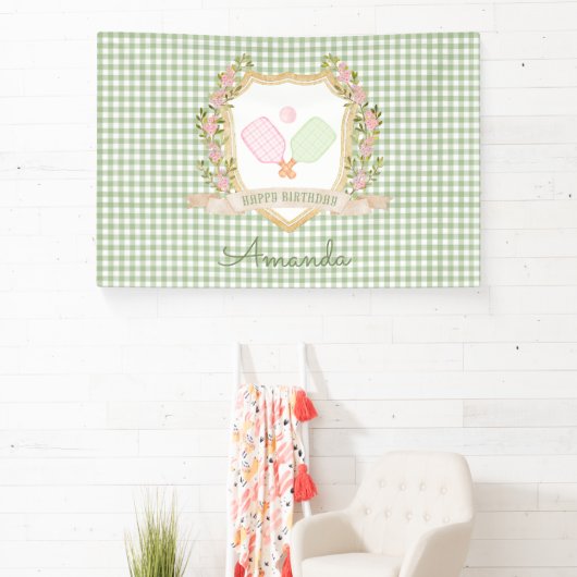 Preppy Pickle Ball Gelukkige verjaardag Spandoek (Insitu)