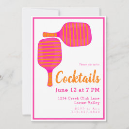 Preppy Pickleball Cocktail Party Roze Sinaasappel Kaart