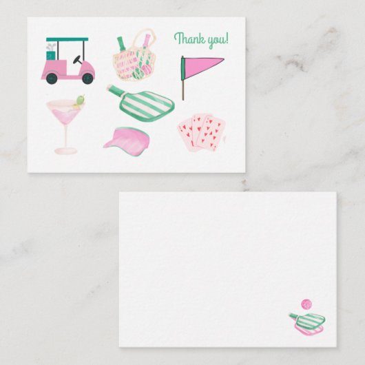 Preppy Pickleball Country Club Bedankt Kaarten (Voorkant / Achterkant)