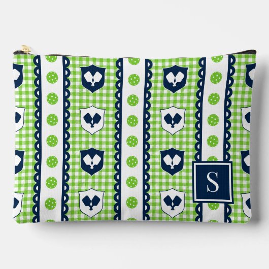 Preppy Pickleball Crest Gingham - Lime & Marinebla Etui (Voorkant)