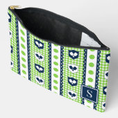 Preppy Pickleball Crest Gingham - Lime & Marinebla Etui (Open)