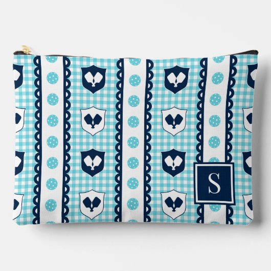 Preppy Pickleball Crest Gingham - Turquoise & Mari Etui (Voorkant)