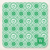 Preppy Pickleball Damask – Green Dink Motif   Kartonnen Onderzetters (Voorkant)