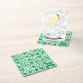 Preppy Pickleball Damask – Groen Dink Motief Kartonnen Onderzetters