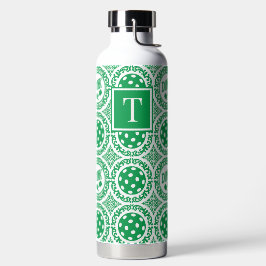 Preppy Pickleball Damask - Groen Dink Motief Waterfles