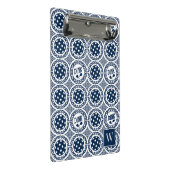 Preppy Pickleball Damask – Navy Dink Motif   Mini Klembord (Schuin)