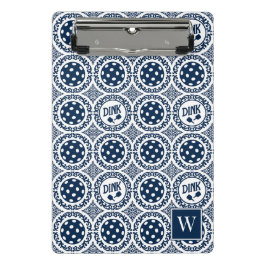 Preppy Pickleball Damask – Navy Dink Motif   Mini Klembord