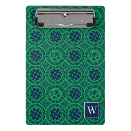 Preppy Pickleball Damask – Navy & Groen Dink Mini Klembord