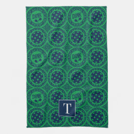 Preppy Pickleball Damask - Navy & Groen Dink Theedoek