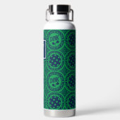 Preppy Pickleball Damask - Navy & Groen Dink Waterfles (Achterkant)