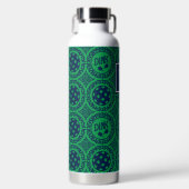 Preppy Pickleball Damask - Navy & Groen Dink Waterfles (Voorkant)