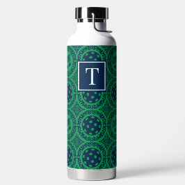 Preppy Pickleball Damask - Navy & Groen Dink Waterfles