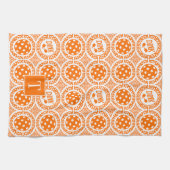 Preppy Pickleball Damask - Orange Dink Motif Theedoek (Horizontaal)