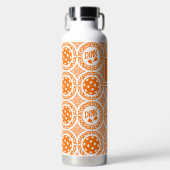 Preppy Pickleball Damask - Orange Dink Motif Waterfles (Voorkant)