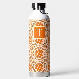 Preppy Pickleball Damask - Orange Dink Motif Waterfles