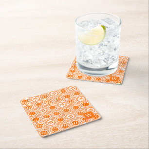 Preppy Pickleball Damask – Oranje Dink Motief Kartonnen Onderzetters