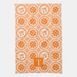 Preppy Pickleball Damask - Oranje Dink Motief Theedoek
