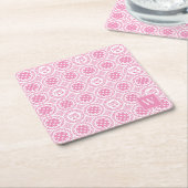 Preppy Pickleball Damask – Pink Dink Motif Kartonnen Onderzetters (Schuin)